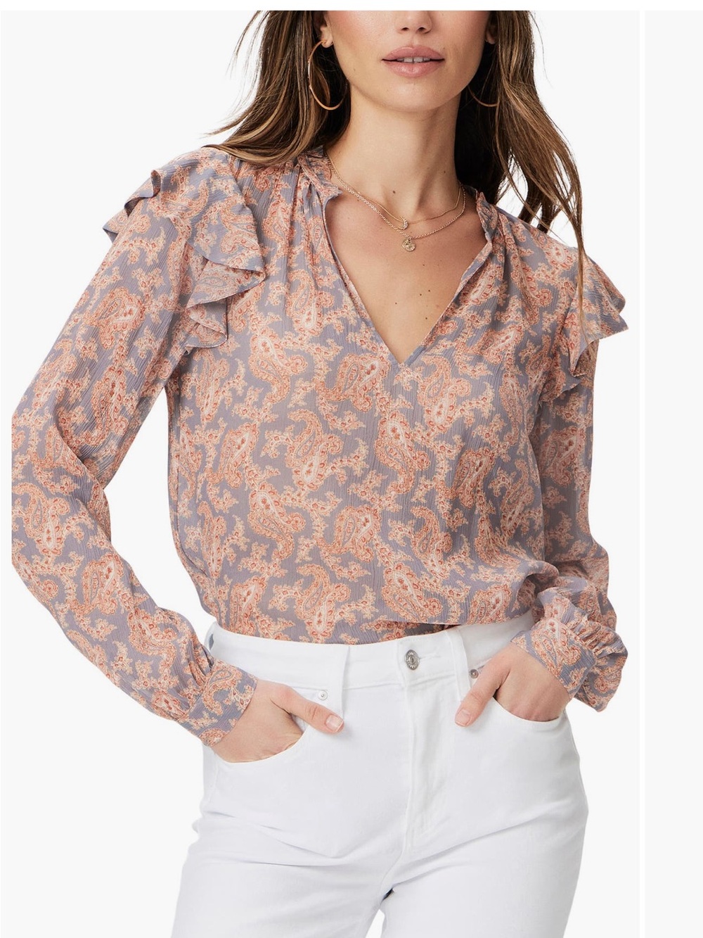 Paige Seema Ruffle Silk Top